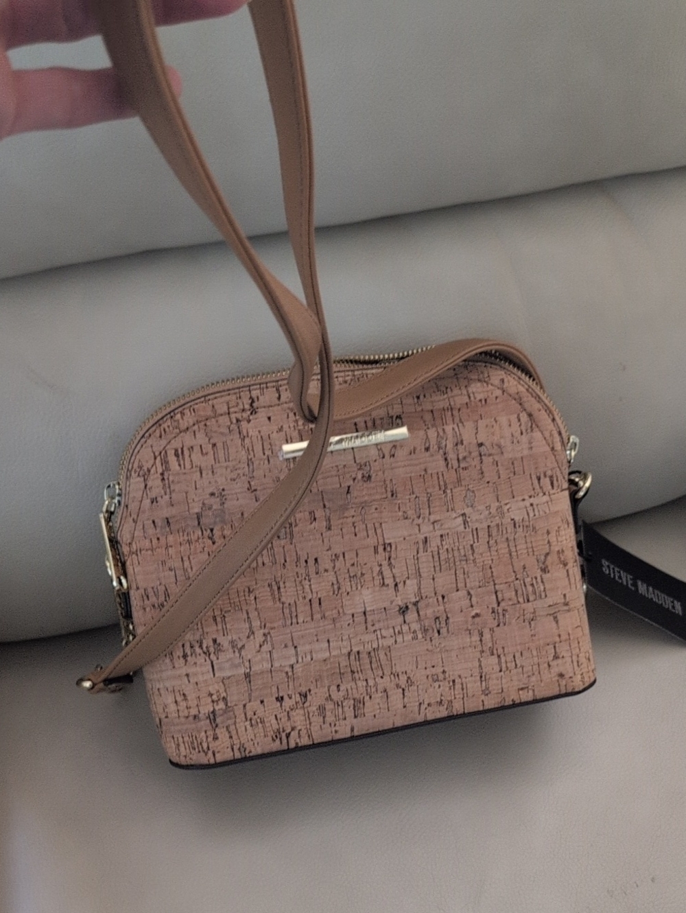 Steve Madden Cork-Effect Tan Crossbody Bag